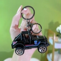 Miniature black police jeep keychain toy with metal ring and clip for student gift - Game Console Keychain - Jeep Pullback Car - Black