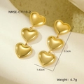 Orecchini pendenti a triplo cuore in oro 18 carati con misure e dettagli - Orecchini a Cuore in Serie Multistrato (NMSE-C7110-2) / Oro
