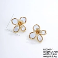 Boucles d'oreilles fleurs dorées avec pierres violettes et détails en zircon blanc - Or 16k + Zircon Blanc - Violet Clair Blanc