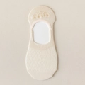 Beige mesh cotton no-show socks with diamond knit pattern and anti-slip heel grip - Diamond Mesh Low Cut Boat Socks / Beige