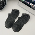 Women's thin bamboo fiber invisible low-cut boat socks in deep gray color - One Size / Dark Gray