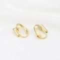 U-shaped 18K gold plated earring converter for non-pierced ears in gold finish - Type 5 Needle Tube Oval Converter 14K Gold