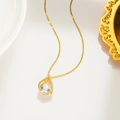 Elegant 18k gold plated titanium heart of the ocean teardrop crystal necklace for women - Gold (567)