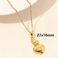 Golden stainless steel sacred heart pendant necklace with 27x16mm size engraving - Gold Thorns & Flame Sacred Heart (S1037-G)