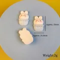 Cute bunny cake resin charm for DIY crafts, 25x15.5mm size in blue and white cream colors - Style 2 Basket Rabbit