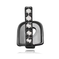 Hip hop style single tooth grill in black metal finish with a row of clear zircons - Black Zirconia