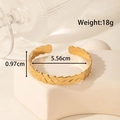 Adjustable golden hollow leaf stainless steel bangle with a width of 0.97cm and weight 18g - Metal Braided Texture