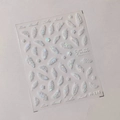 M-125 3D embossed nail art sticker featuring iridescent white feathers and stars - White Embossed Holographic Feather Style (M-125)