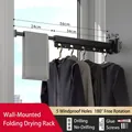 Black matte folding clothes drying rack with 5 windproof holes for balcony wall mount - Windproof Black (1-Fold/5 Holes)