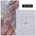 5D-Relief-Nagelaufkleber mit Herzen, Silberketten und Diamanten auf langen Nägeln - 5D Relief Strass Aufkleber 02(SD-2058)