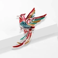Colorful hummingbird brooch with multi-color enamel and red crystal rhinestones - LW152 Red Bird