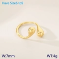 Polished 18K gold geometric open ring with 7mm width and water drop minimalist design - US 6 / Gold