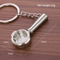 Silver metal coffee portafilter keychain 23g on dark brown wooden desk surface - Coffee Spoon/Handle (Silver)