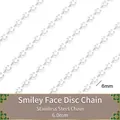 Chaîne à breloques smiley 6mm en acier inoxydable pour bijoux DIY pack de 1m - Chaîne à Disques Visage Souriant 6,0mm 1m