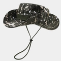Detail view of digital camo sun hat with adjustable wind rope and breathable metal vents - Digital Khaki Camouflage (Color #6)