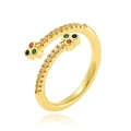 18K gold plated open ring with colorful gemstones and rows of sparkling crystals - Colored Zircon Cluster Combination Style (J-1150)