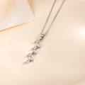 Silver wheat ear necklace with cubic zirconia leaves on elegant pearlescent background - Silver Style (ZYN-DMK844P-A)