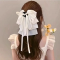 Claw Clip-White Bow Tassel