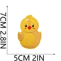 Detail view of yellow duck embroidery patch showing size 7cm by 5cm for kids clothing - Simple Line Duck