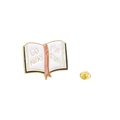 Cartoon enamel book brooch badge with Go Away I'm Reading text in pink and gold - Go Away I'm Reading Style (CZ0408-4)