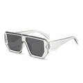 Oversized geometric square sunglasses with transparent frame and gray lenses - C6 Translucent Gray Frame Black Gray Lens