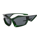 Futuristic translucent dark green geometric sunglasses with sleek grey lenses - Green Frame Grey Lens