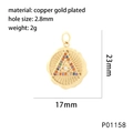Détails du pendentif œil maléfique en cuivre plaqué or avec zircons et dimensions - P01158 Zirconia Coloré Œil Rond (23*17mm)