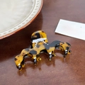 Wellenförmige Haarklammer aus Acetat mit Schildpattmuster und Strasssteinen in Bernstein - Braun Schildpatt-8.4cm