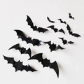 3D black PVC bat wall stickers for Halloween party decoration in dynamic flying formation - Halloween Black Bat / 12 Pcs/Set