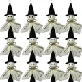 Set di 12 decorazioni fantasma di Halloween con cappelli da strega e fiocchi di juta - Singolo Fantasma con Cappello
