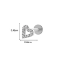Silver G23 titanium heart labret stud with zircon stone inlay and 4.6mm sizing - 5# Silver - Heart Shape