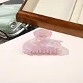 Detail of elegant pink marble acrylic hair claw clip on a vintage wooden tray - PVC 8cm Square Head - Iridescent Purple