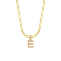 Gold snake chain necklace with pearl-inlaid letter E pendant for women in 18K finish - Style E