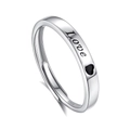 Verstellbarer S925 Silberring für Paare mit Love-Gravur und kleinem Herzdetail - Einstellbar Offen / Damenstil / Silber