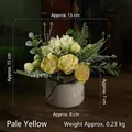 Artificial yellow flowers in ceramic pot with Life lettering and black handle - Pale Yellow Artificial Flower Pot With Handle
