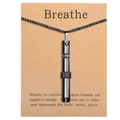 Mindfulness breathing necklace with a black stainless steel whistle pendant on card - HX03 (No Card) / Black