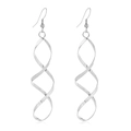 Detailed close-up of silver long twisted spiral drop earrings with metallic luster finish - Style 6-Twisted Spiral Dangle