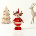 Christmas reindeer plush doll in red snowflake sweater and gold antlers, 41cm tall decoration - Fixed Leg Reindeer