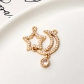 Gold star and moon jewelry pendant with white cubic zirconia micro-pave crystals - Style 13# Star Moon with Single Drop