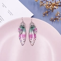 S925 sterling silver butterfly wing earrings with purple gradient and rhinestones - Green Pink Rhinestone-Silver