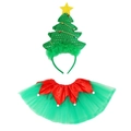 Cute green Christmas tree headband and matching tulle skirt set for holiday party costumes - Xmas Tree Headband And Green Skirt Set