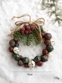 15cm Christmas wreath with matte colorful metal bells, red berries and a jute bow - Model D (Vintage Mix Color)