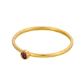 Minimalist 18K gold plated stainless steel ring with a round purple zircon stone - US 5 / Purple - 14K Gold Band