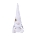 Gnomo de Navidad nórdico de felpa blanca con estrella dorada y copos de nieve - Blanco