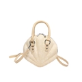 Elegant off-white lace shell handbag for women with dual leather top handles - Khaki