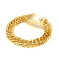 Bracciale da uomo a catena cubana intrecciata in acciaio inossidabile dorato con chiusura - Stile Dorato (KB49312-D)