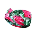 Bohemian knotted yoga headband with vibrant watermelon and tropical leaf patterns - 16# Watermelon Summer Leaves