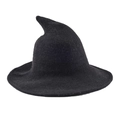 Dettaglio della maglia intrecciata e della tesa larga su un cappello nero da strega - Taglia unica / Nero