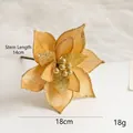 Golden artificial Christmas flower 18cm with glitter petals and stem length 14cm - Diameter 18cm / Gold
