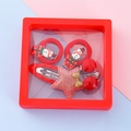 Christmas hair clip set for kids with red snowman elastics and glitter star hairpin - Style 6